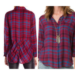 Lucky Brand red & blue plaid button-down shirt